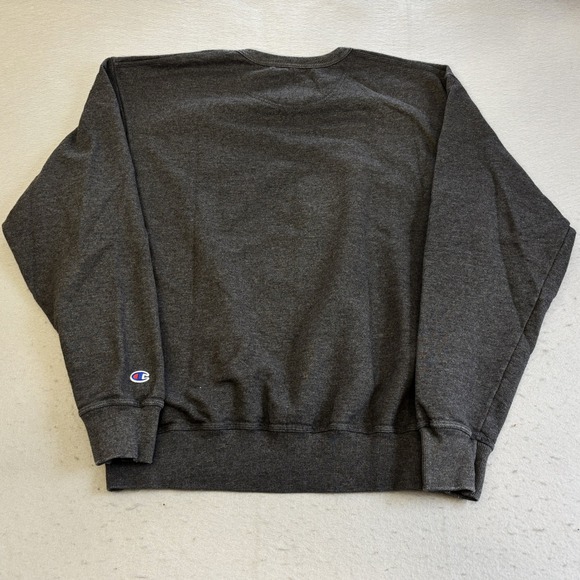 Champion Sweatshirt Mens Large Charcoal Gray Script Logo Pullover Retro Casual - Picture 6 of 7